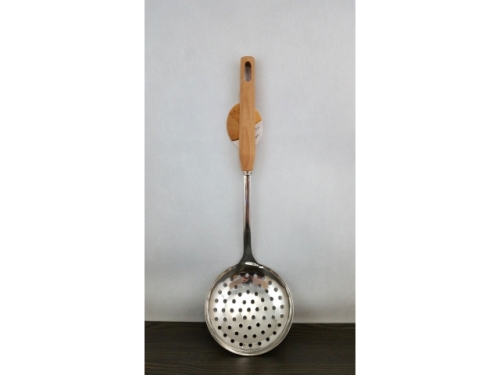 Steel slotted spoon 37cm wooden handle (MB-8990)