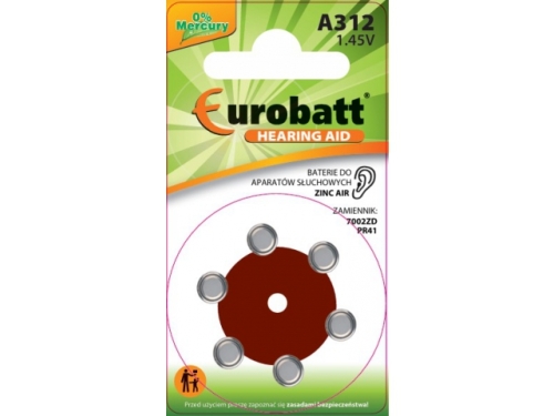 A312-BP6 Hearing Aid Batteries mercury free 6 pack  (A312-BP6)