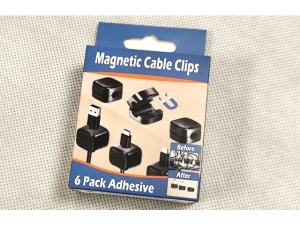 Magnetic Cable Organizer with Adhesive Backing - Square; Black/White; 6Pcs/Box Packing (EAM270)