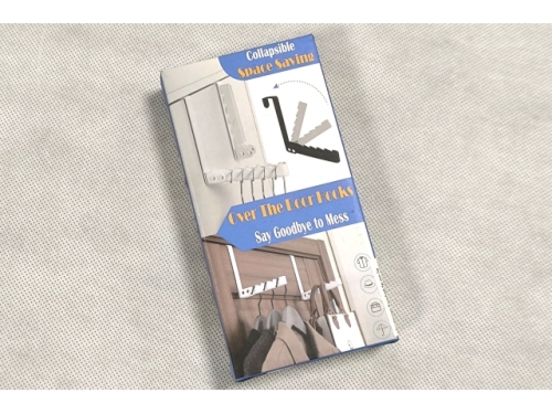 Retractable Over the Door Hanger Organizer - Iron 15*7*1.5Cms; Black/White; Color Box Packing (EHO738)