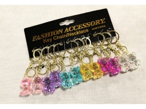 Acrylic Bear Keychain - 4Cms, 6 Colors Mix; 12 per Pack   (EKC4)
