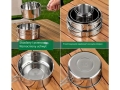 Travel Cook & Serve Set - 6Pcs/Set; 12cm pot+14cm pot+15cm pan+13cm plate+7cm cup+8cm cup; 304SS (ETB948)