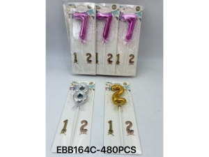 Cake Topper - 0-9 Mix numbers; golden/silver/pink colour mix; Single Card packing  (EBB164)