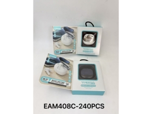 Wireless Earphones - Silver Case and White Earpiece; Single colour box packing (Treqa)  (EAM408)