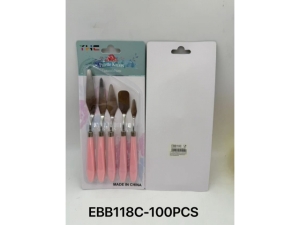 Cake decorating Palette Knives set with pink plastic handles - 17-18-20-21-22cm; 115g/pcs with card; blister packing (EBB118)