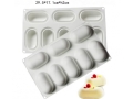 Fondant Moulds - Silicone; 6 Ovals in 1 single portion Rectangular Tray; 30*17.5*3.3.Cms  (EBB1929)