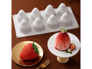 Fondant Moulds - Silicone; 8 Strawberries in 1 Single portion Rectangular Tray; 29.3*17Cms; (EBB1925)