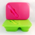Foldable silicone lunch box with cutlery