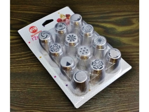 Cake Icing Nozzles; 12pcs set; Steel (MB-11753)