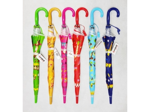 Children's Automatic Umbrella - 80Cms; Mixed Animal Designs (KQ-0395)