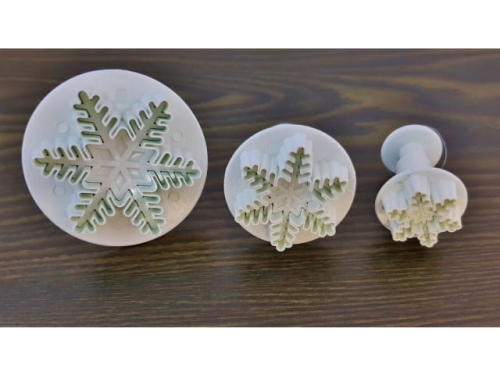 Cookies/Fondant Plunger Cutter Punch Set - Snowflakes 708# - 3Pcs/Set (EBB279)