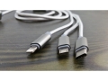 Charger Cable Micro-USB , USB-C or iPhone -3 in 1, Nylon 120 cm   (EAM253)