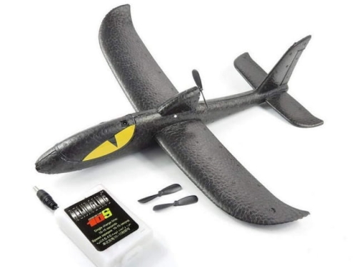 Schaumstoff-Doppeldecker mit Motor - Farbe Schwarz (ECG271S / MJ12062)