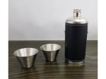 Wine Travel Flask with Leather Cover & 2 cups  (MB-12526, EKW2228P)