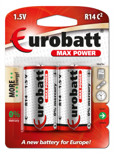 Max Power Batteries R14 blister 2 pcs. BR14-BP2