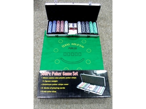 Poker 500pcs/Set, Chips mit Nummer Aufkleber; Grüne Matte 60*90cm MB-10780, ESG759P