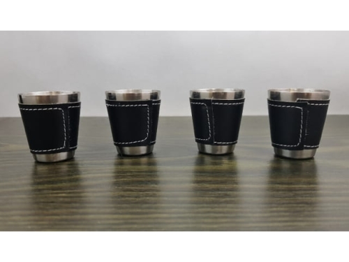Wine Cups with Leather Covers - 4pc set  (EKW2215)