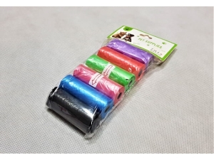 Dog poop clean up bags - 6 rolls*15pcs; 22*28cm; mix color without print (EPT767)