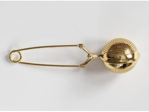 Tea strainer - gold; 5cm  (EKW336)
