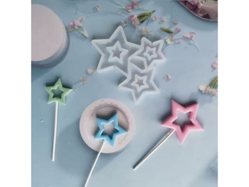 Star Izomalt / Lolipop moulds - Silicone; 3 in 1  (EBB1137)