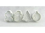 Cookies/Fondant Plunger Cutter Punch Set - Christmas Ornaments; 4Pcs/Set  (MB-5272, EBB263P)