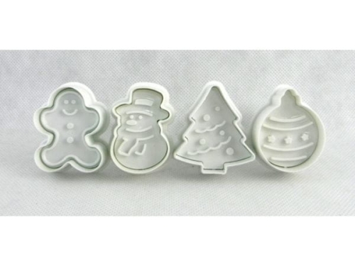 Cookies/Fondant Plunger Cutter Punch Set - Christmas Ornaments; 4Pcs/Set  (MB-5272, EBB263P)