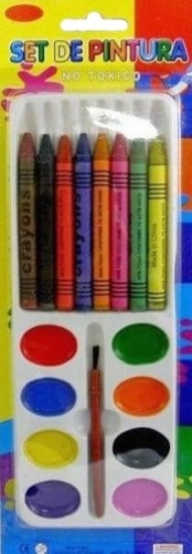 Watercolor paint with crayons (17 items)