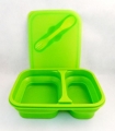 Foldable silicone lunch box with cutlery